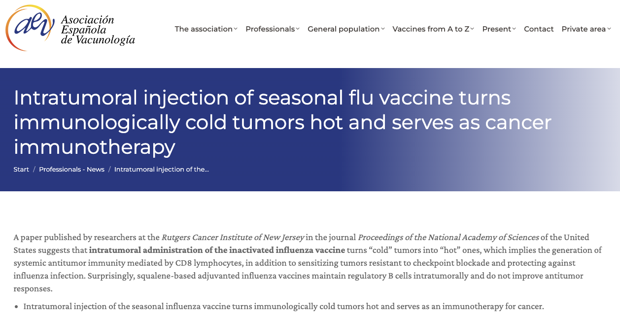 Vaccines. Cold tumor to hot tumor